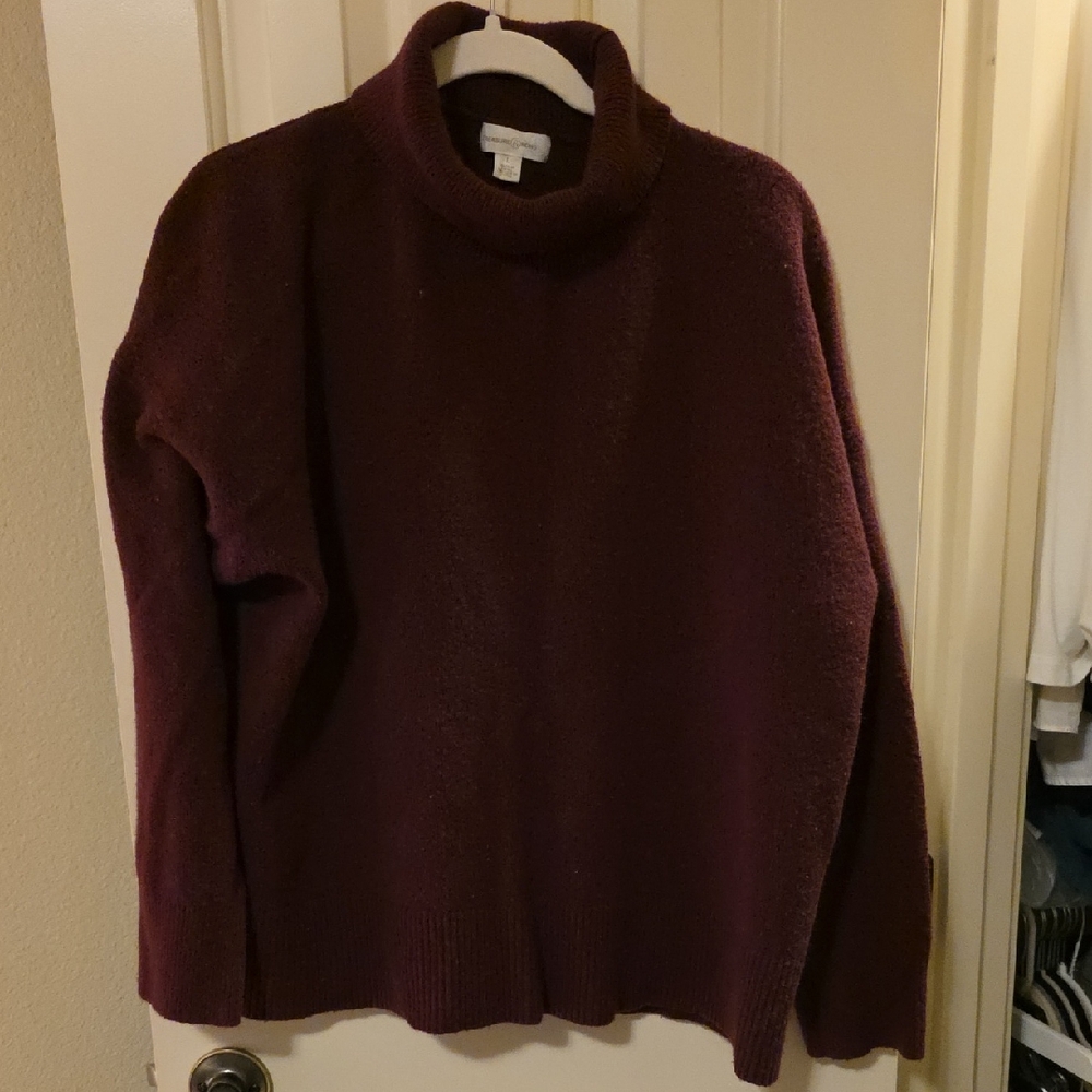 Treasure & Bond Deep Red Turtleneck Sweater